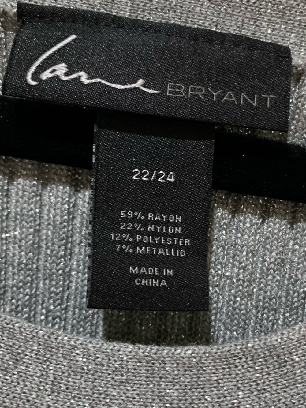 Lane Bryant Sparkle Silver Ribbed Long Sleeve BODYCON Top NWOT 2X - Picture 3 of 6
